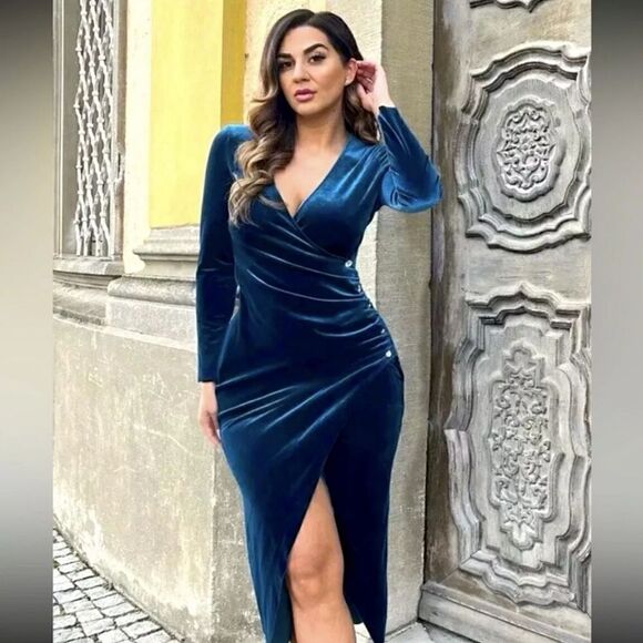 JEWELED VELVET GREEN - AQUA DRESS ZARA NWT - Picture 2 of 10